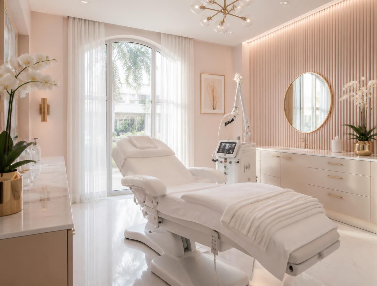 A calm treatment room at Pixie Lase Aesthetics